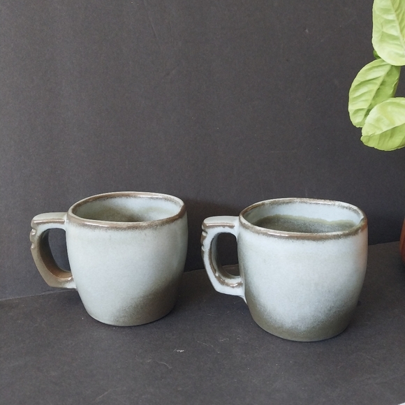 Pair Frankoma 5C Plainsman Coffee / Tea Cups in Woodland Moss - Picture 3 of 12